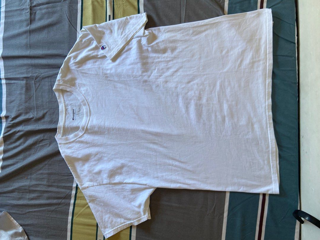 ASPACK! Champion Vintage Shirt Tee (Category: Tshirts & Polo Shirts ) located in Quezon City. Submitted by geebui (Listing ID 1297779478, Image 3). Description: 2pcs Plain Champion Shirts Both Authentic Dimensions: M and XL on tag 20x28 23x30 Condition: Both 9.5/10 (As New both) Sobrang puti pa nung white. No issue both. RFS: Declutter 350 each if split.