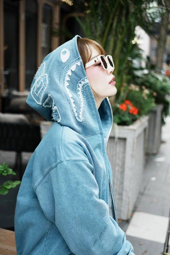 Bape indigo shark hoodie new arrivals