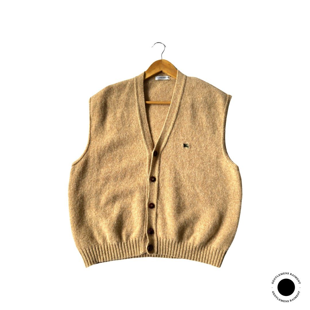 BURBERRYS Knitted Wool Button Down Vest (Category: Vests) located in Quezon City. Submitted by thegentlemensraiment (Listing ID 1297756857, Image 1). Description: BURBERRYS Knitted Wool Button Down Vest Size: 20 on tag W: 23” L: 25” Price: 2000 Note: *Due to lightning, color might vary. *This item is thrifted, hand-picked, secondhand, or thrifted, unless stated as brand new. *No return or exchange policy Price + SF DM for more details..