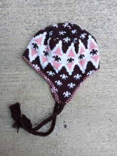Burton Knitted Beanie Women’s Ear Flaps Tassels Pink Brown Outdoors Ski
