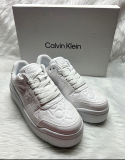 Calvin Klein CK Women’s Embossed Platform White Sneaker.  Sizes: 6 US