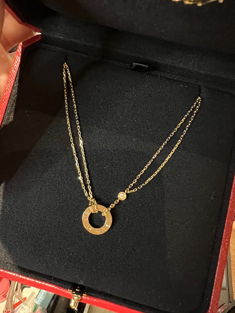 Cartier love necklace two diamonds sale