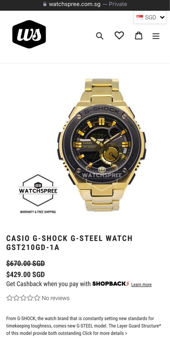 Casio G Shock Gold Stainless Steel Bracelet Men s Watch 5475 GST 210GD