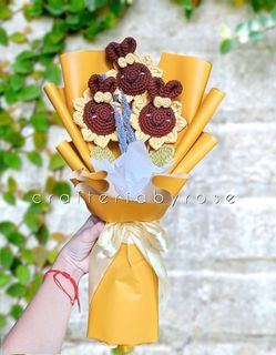 Crochet Bunny Sunflower (3 stems)