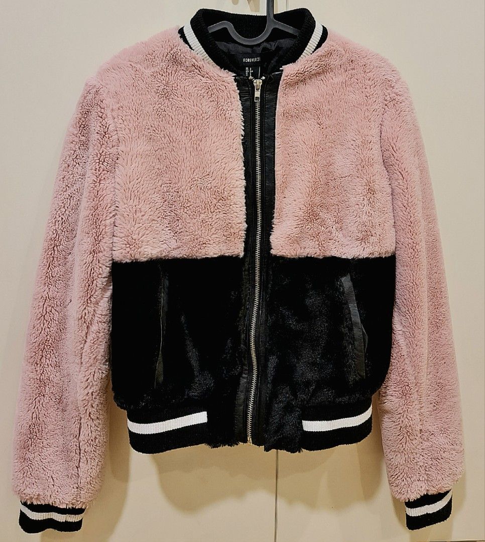 Pink fuzzy jacket forever 21 online