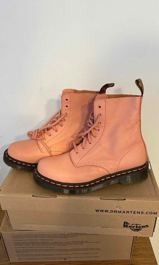 Dr Martens Pascal Virginia Peach Beige (Category: Boots) located in San Juan City. Submitted by _allykim (Listing ID 1297734142, Image 2). Description: >authentic, brand new, unused with box >womens size 7 >in peach beige [limited color] >bought around PHP 12,300 >super nice in actual RFS: wrong size.