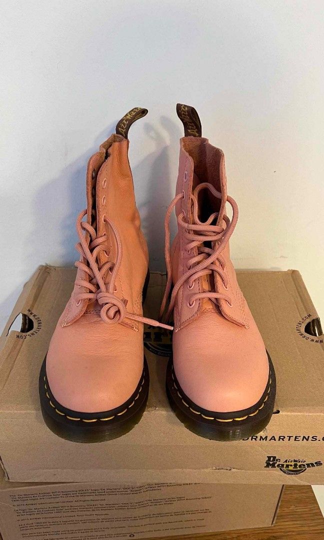 Dr Martens Pascal Virginia Peach Beige (Category: Boots) located in San Juan City. Submitted by _allykim (Listing ID 1297734142, Image 1). Description: >authentic, brand new, unused with box >womens size 7 >in peach beige [limited color] >bought around PHP 12,300 >super nice in actual RFS: wrong size.