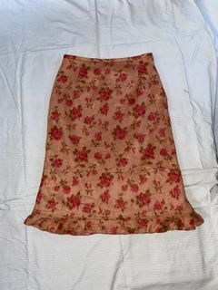 Floral Velvet Coquette Cottagecore Midi Skirt