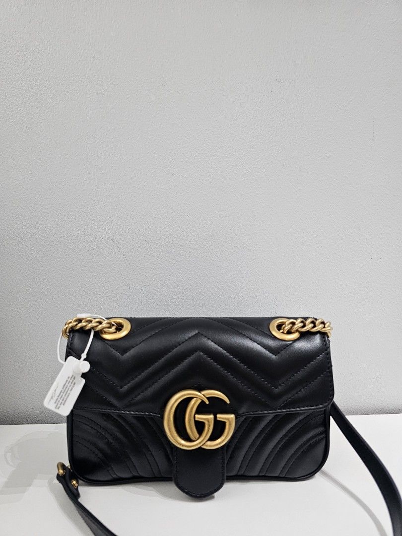 Gucci Kept Unused new Gucci Marmont Matelasse Mini Flap Bag in Black Leather Luxury Bags Wallets on Carousell