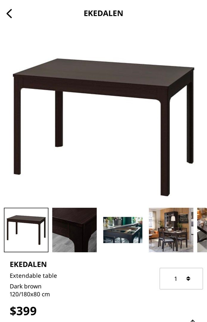 IKEA EKEDALEN EXTENDABLE TO SEAT DINING TABLE WITH MATCHING