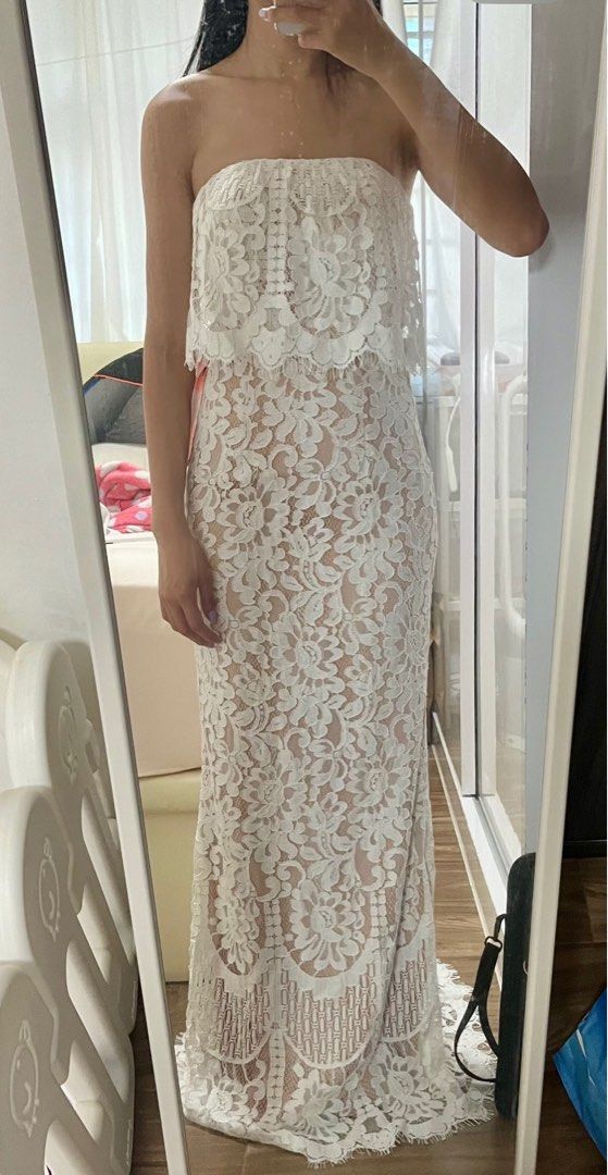 Jarlo all over lace bandeau maxi dress shop