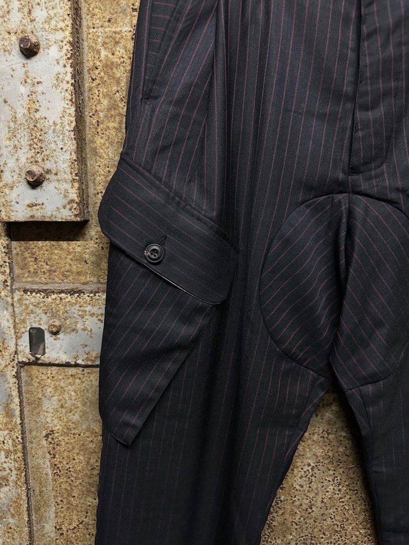 John Alexander Skelton stripe trousers in black light wool, 男裝 