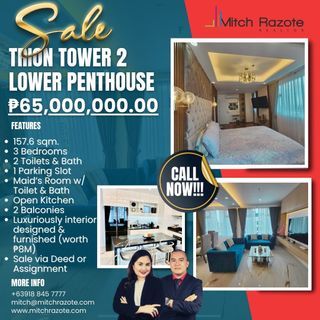 Luxuriously Furnished and Interior Designed 3 Bedroom Lower Penthouse Unit For Sale at Trion Tower 2