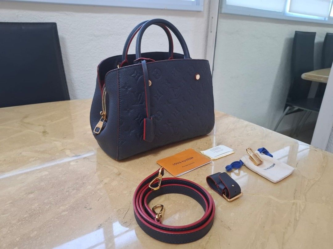 Louis Vuitton Montaigne BB Monogram Empreinte in Marine Rouge Gold