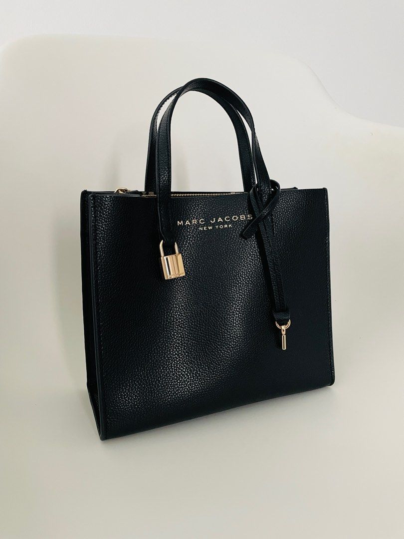 MARC JACOBS MINI GRIND COATED LEATHER TOTE BLACK M0015685 Women s Fashion Bags Wallets Cross body Bags on Carousell
