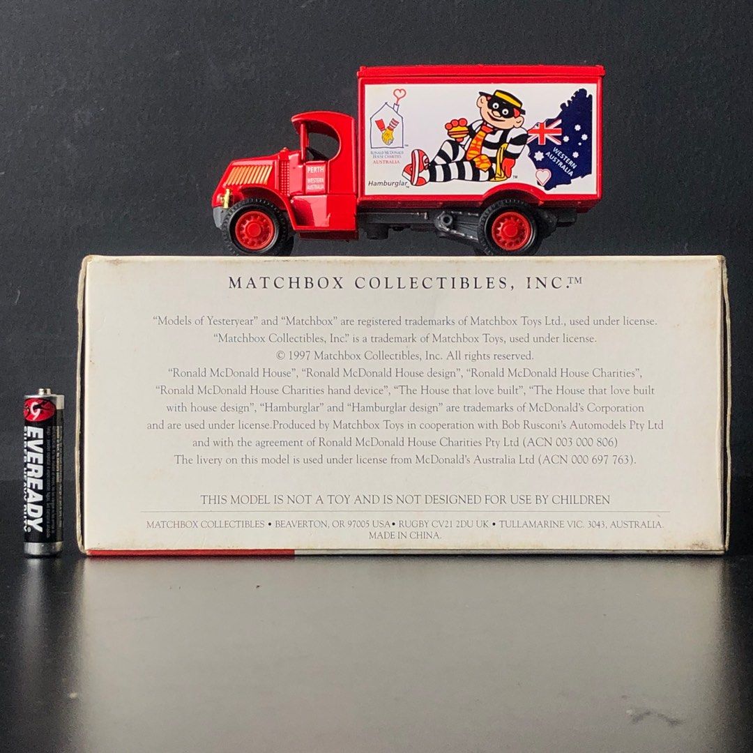 MATCHBOX Collectibles Models of Yesteryear 1997 Hamburglar Princess  Margaret Hospital for Children Perth Australia 1920 Mack AC Metal Die-cast  Car ...