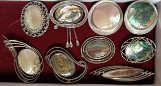 Mother of Pearl and Abalone Shell Brooches (Japan)