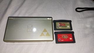 Nintendo DS Lite (Zelda Edition) w/ Authentic Zelda GBA Games