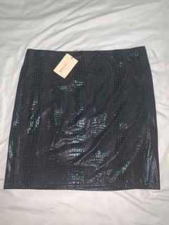 SHEIN - Black leather skirt with animal print - Plus size 3XL
