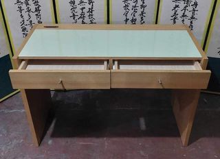 Slim Office Table with Glass Tempered Top