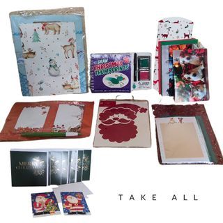 Take all Christmas cards | stencil | thumb print art | notepad | envelope | ballpen | gift wrap