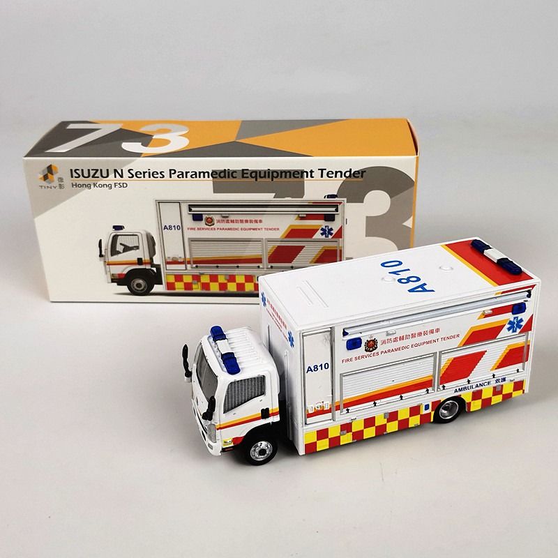 香港Tiny微影73 五十鈴N系列消防車救護輔助醫療裝備車(PET)1/76 合金