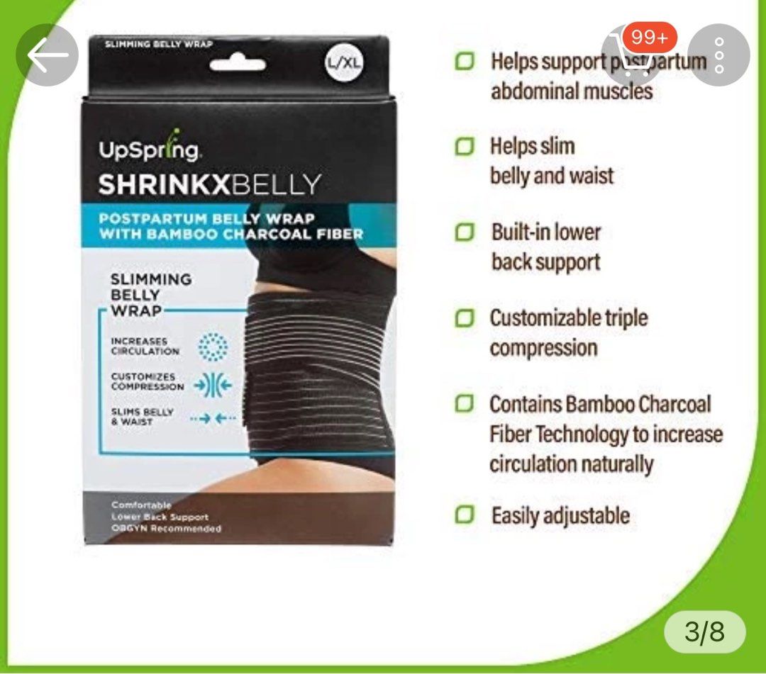 UpSpring Shrinkx Belly Bamboo Charcoal Fiber Postpartum Belly Wrap