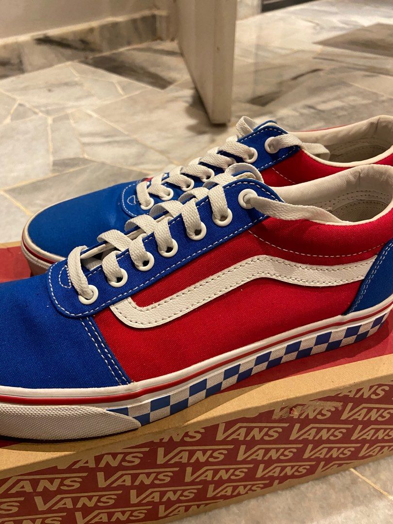 Blue and red vans old skool online