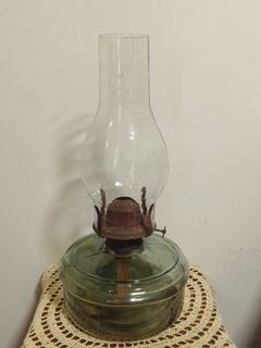 Vintage big clear glass lampara gasera oil lamp