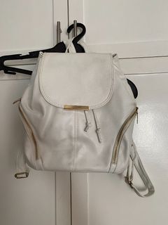 White Faux Leather Backpack
