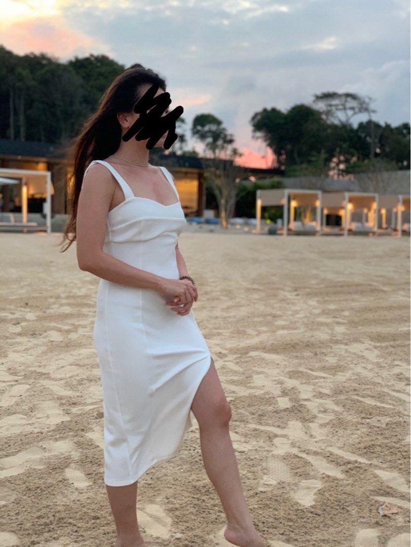 White midi slit dress outlet