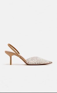 Zara high heels slingback shoes with faux pearl