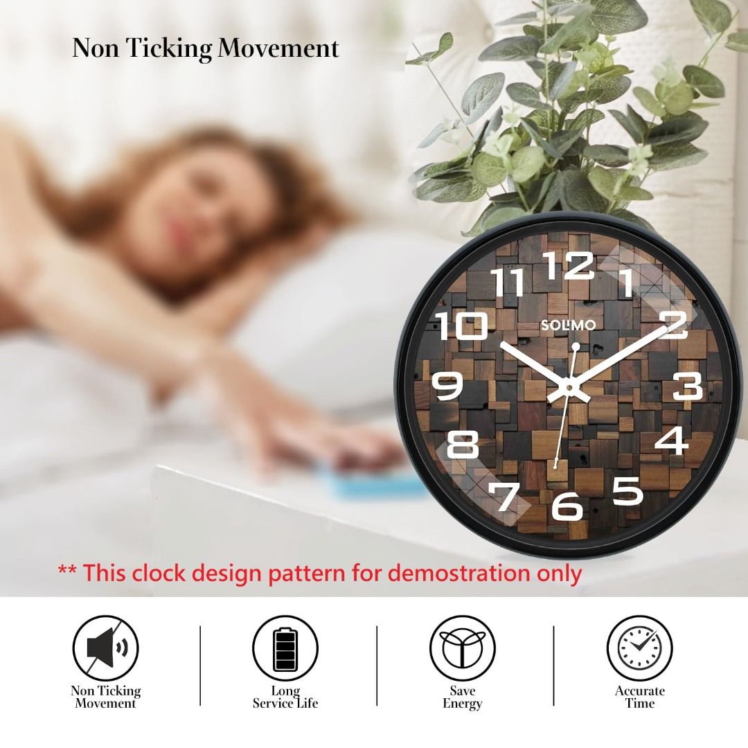 12 英寸塑料玻璃木工藝掛鐘靜音機芯2ndckp gymckp 12 Inches Plastic