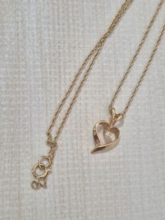14k Saudi Gold Diamond Heart Necklace