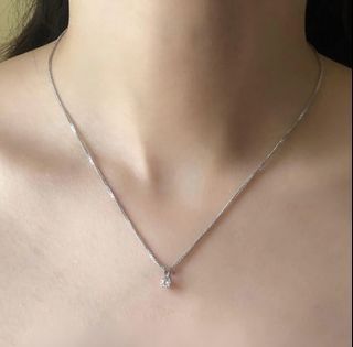 18k white gold cubic zirconia stone necklace