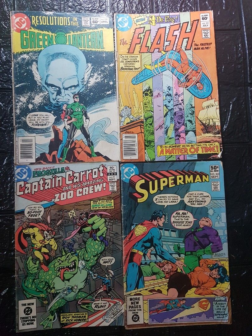 TAKE ALL 1980s COMICS SUPERMAN FLASH GREEN LANTERN CAPTAIN CARROT (Category: Comics & Manga) located in Quezon City. Submitted by strange.attic2 (Listing ID 1297934501, Image 1). Description: 350 TAKE ALL 4 comics GOOD CONDITION.