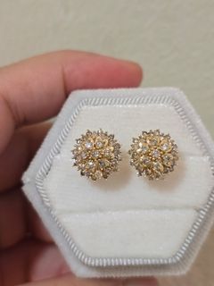 1ct Natural Diamonds 18k YG Flower Earrings