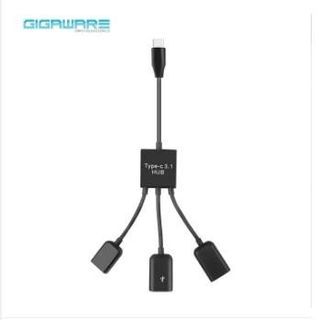 -3 in 1 Type C HUB Male to Female Double USB 2.0 + Female Micro USB Hub OTG Adapter Cable