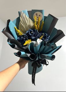 3pc blue satin bouquet
