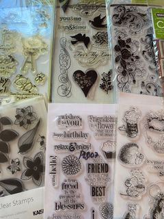 Assorted Clear Stamps and Rubber Stamp