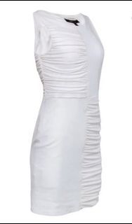 BCBGMaxazria Ivory Ruched Sleeveless Dress