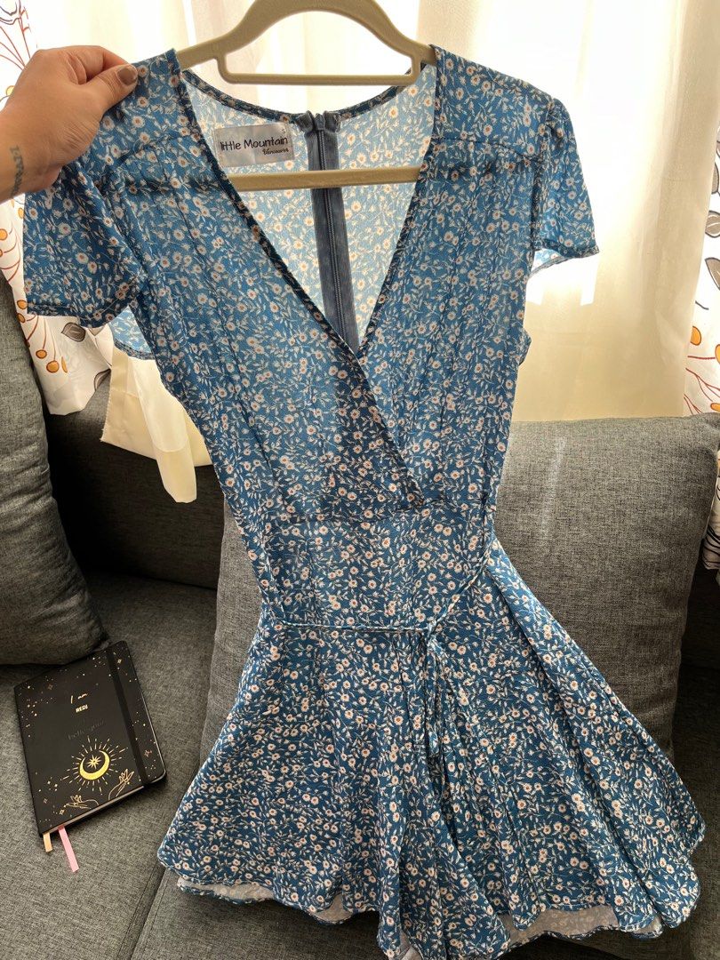 Blue Floral Romper Dress (Category: Rompers) located in Manila. Submitted by arceeb (Listing ID 1297869382, Image 1). Description: Used only once Size XS.