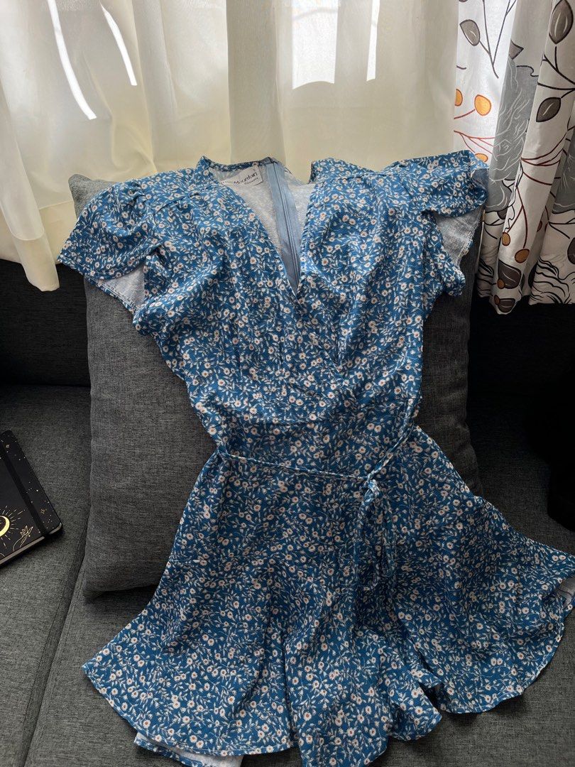 Blue Floral Romper Dress (Category: Rompers) located in Manila. Submitted by arceeb (Listing ID 1297869382, Image 2). Description: Used only once Size XS.