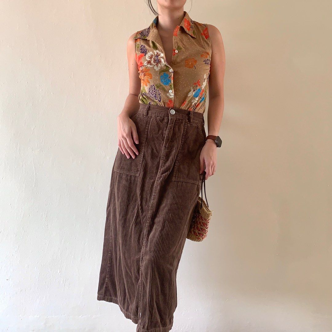 Brown corduroy skirt 90 top