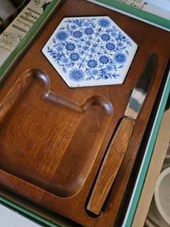 Cheese board with ceramic coaster