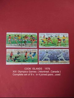 Cook Islands 1976 :  XXI  Olympics held in Montreal , Canada , complete set of 8 v. In 4 joined pairs , used