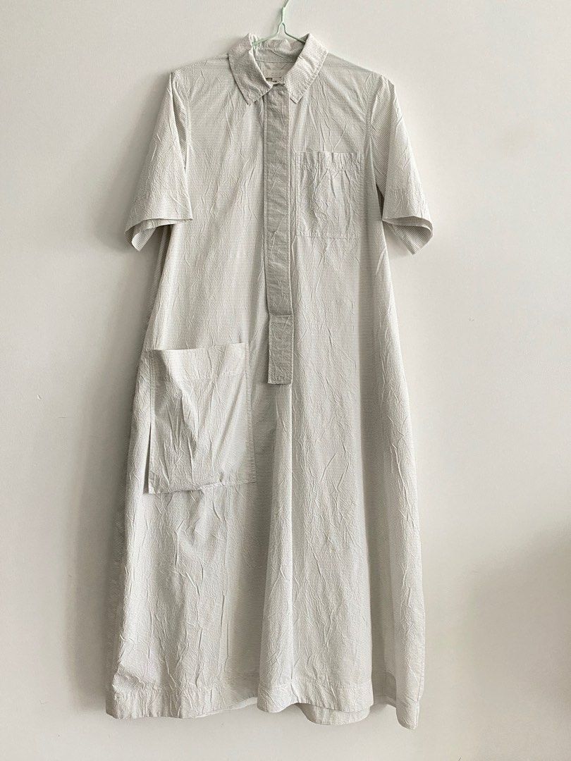 cos layered striped trapeze shirt dress COS Layered Striped Trapeze Shirt Dress in Blue