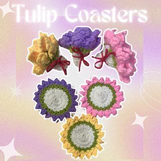 Crochet Tulip Coasters Bouquet | Stellar Studio