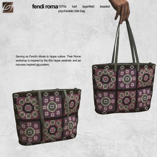 Fendi Roma 70s Karl Lagerfield Microbeads Psychedelic Tote Bag