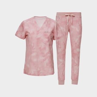 FIGS Marbled rose scrub suit set